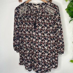 Style & Co Black Floral Sheer Blouse  3/4 Sleeves size 3X